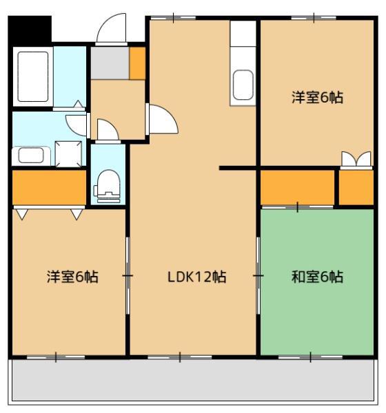 サングリッター一ッ葉(3LDK/4階)の間取り写真