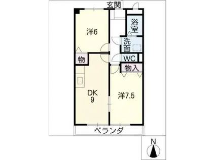 スプリーム13(2DK/1階)の間取り写真