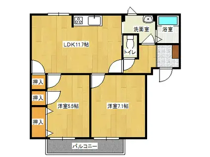 フレグランス渡本(3DK/2階)の間取り写真