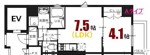 KATAYAMABLDG 24(1LDK/6階)の間取り写真