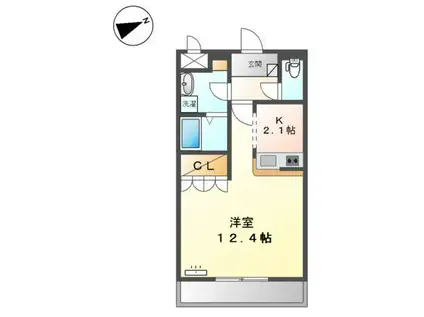 ウエストHILLS壱番館(1K/1階)の間取り写真