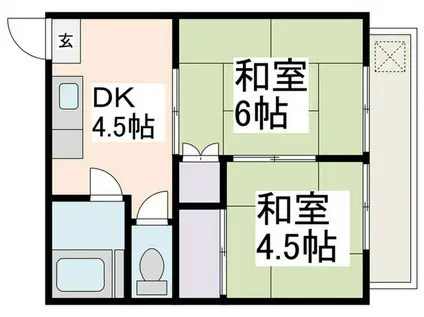 コーポ・ゆたか(2DK/2階)の間取り写真