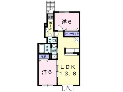 アルバトロス(2LDK/1階)の間取り写真