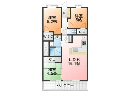 ポレスター長野大通(3LDK/3階)の間取り写真