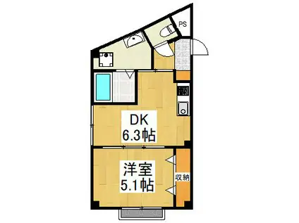 アート・フル野口(1DK/2階)の間取り写真