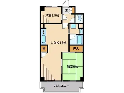 入間市駅前第2ビル(2LDK/5階)の間取り写真