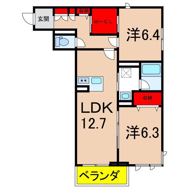 シャーメゾンスリアン(2LDK/1階)の間取り写真