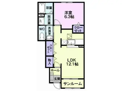 メゾングランレーブA(1LDK/1階)の間取り写真