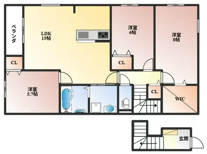 ヴァニーユ東豊中(3LDK/2階)の間取り写真