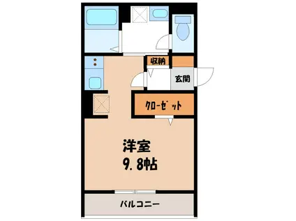 AKコンフォルト高崎栄町(ワンルーム/2階)の間取り写真