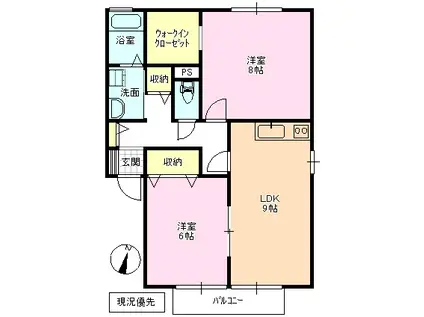 ブリックガーデンB(2LDK/2階)の間取り写真