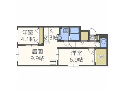 FLORES澄川(2LDK/1階)の間取り写真