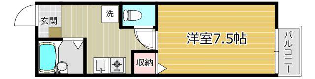 ユーハイツ千(1K/2階)の間取り写真