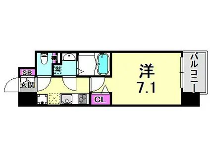 ファーストフィオーレ三宮イースト(1K/5階)の間取り写真