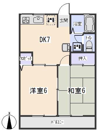 真伝壱番館(2DK/1階)の間取り写真