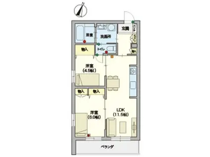 浦和領家ヴェルデ(2LDK/3階)の間取り写真