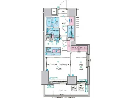 ジェノヴィア浅草IIスカイガーデン(1LDK/11階)の間取り写真
