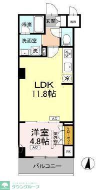 ロイジェント潮見(1LDK/7階)の間取り写真