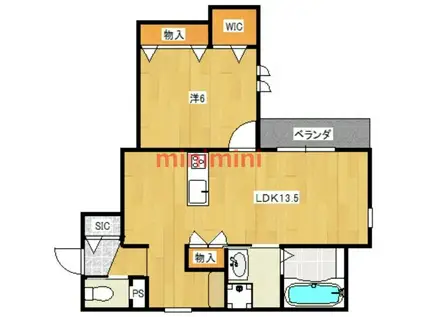 ハイマットS(1LDK/2階)の間取り写真