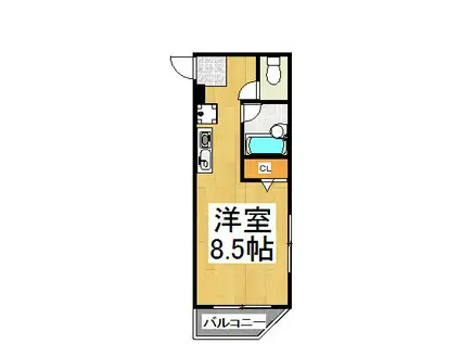 クローバー(ワンルーム/2階)の間取り写真