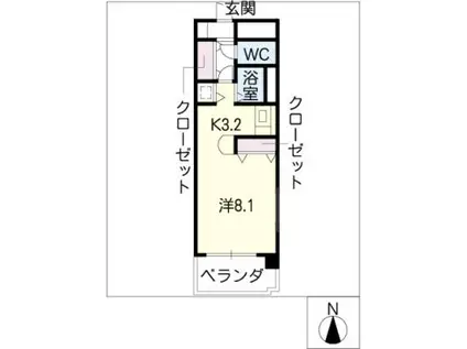 ラナ・清水野(1K/2階)の間取り写真