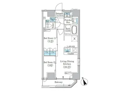 浅草蔵前レジデンス(2LDK/10階)の間取り写真