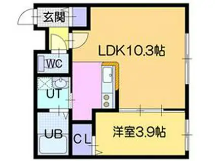 インフィニト麻生ステーション(1LDK/4階)の間取り写真
