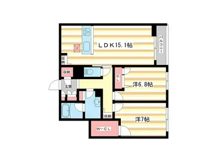 シャーメゾン オークルート奈良(2LDK/1階)の間取り写真