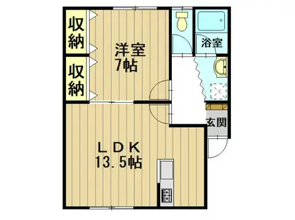 メイプル12(1LDK/1階)の間取り写真