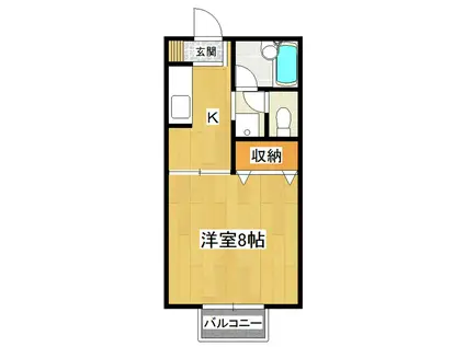 テラスガーデン土浦西B(1K/2階)の間取り写真