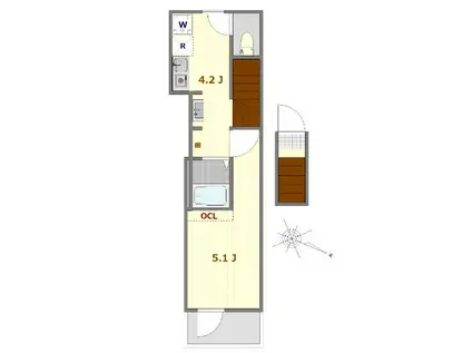 メゾン・デ・ラ・セレニテ沼袋(1K/2階)の間取り写真