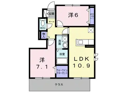 エクセレントグロースV(2LDK/1階)の間取り写真