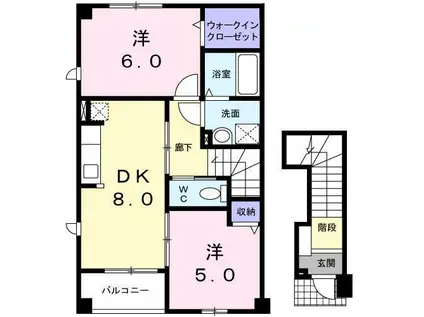 ナトゥーラ(2DK/2階)の間取り写真