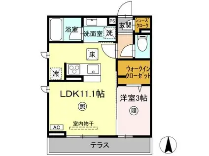 ピエドリオ(1LDK/1階)の間取り写真