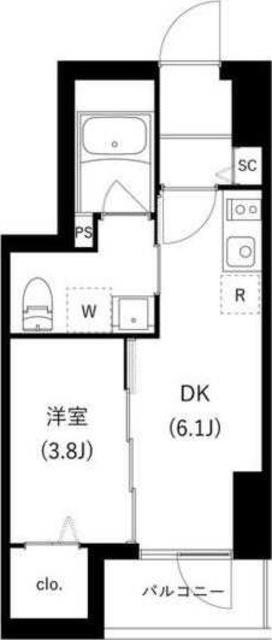 WHARF駒込(1DK/6階)の間取り写真