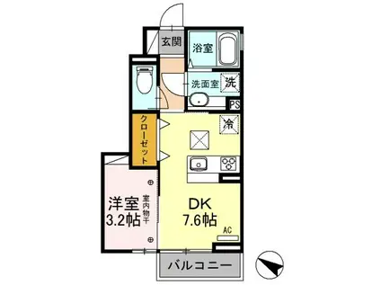 ル・シエル(1DK/1階)の間取り写真