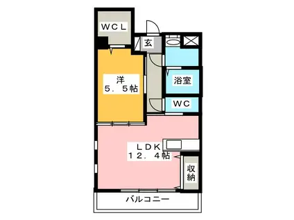 メゾンピエール上浜(1LDK/5階)の間取り写真