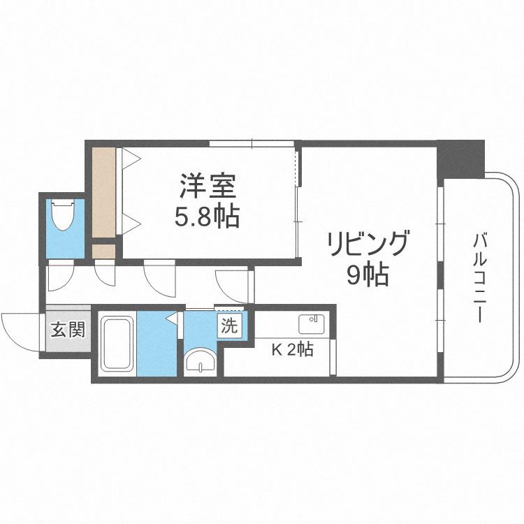 ティアラFCサイド(1LDK/5階)の間取り写真