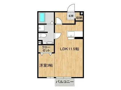 サニーホームズB(1LDK/1階)の間取り写真