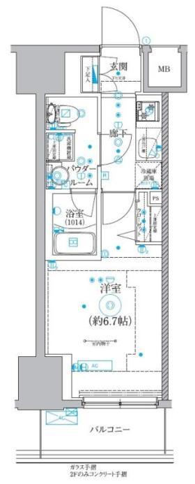 クオリタス品川南(1K/3階)の間取り写真