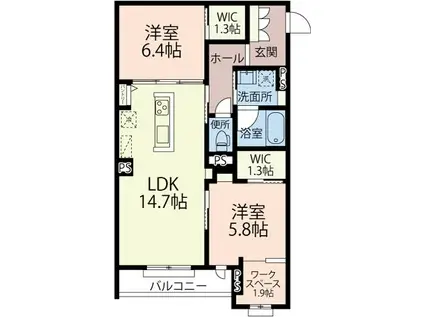 グランドセレニティ三郷中央(2LDK/3階)の間取り写真