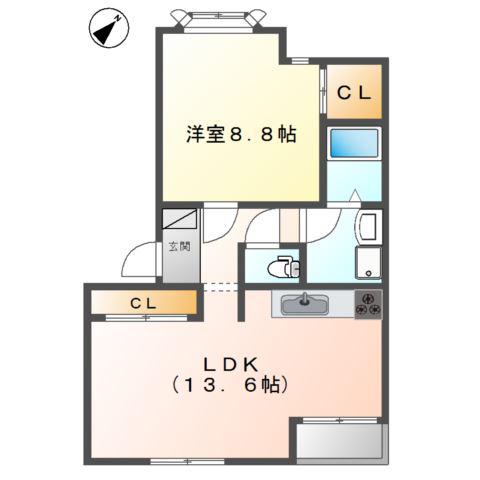 プレシャス(1LDK/2階)の間取り写真