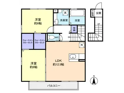 ソレイユA(2LDK/2階)の間取り写真