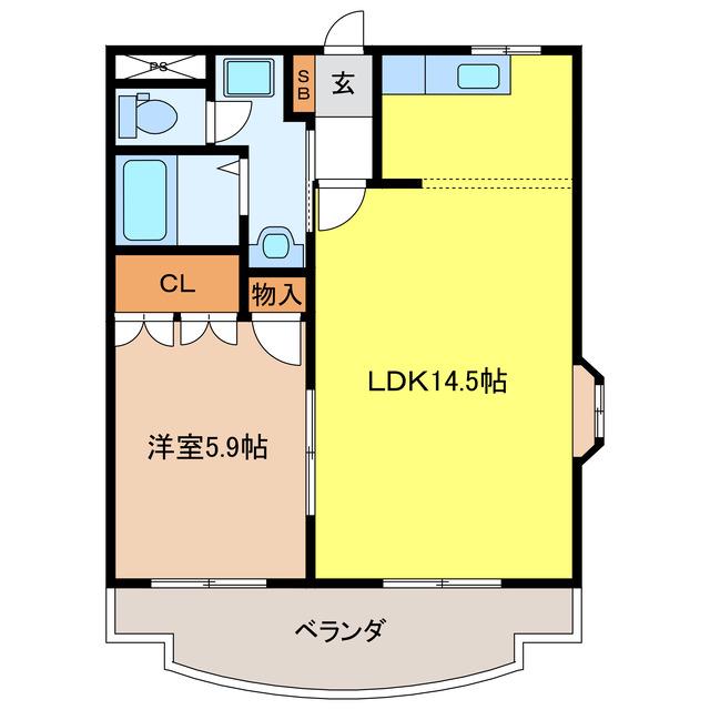オリンピア F(1LDK/4階)の間取り写真