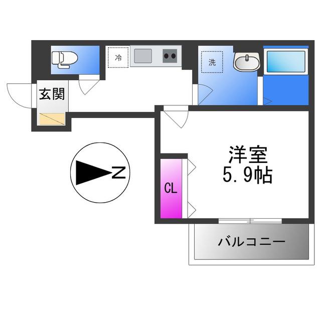 ALEGRIA東花園(1K/3階)の間取り写真