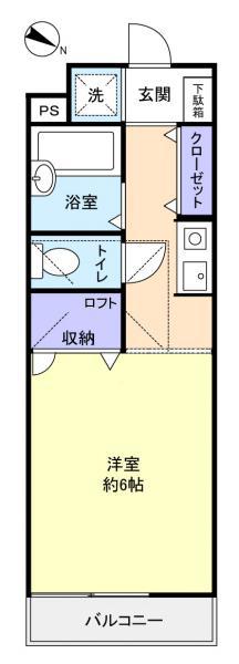 フロンティアIII E棟(1K/2階)の間取り写真