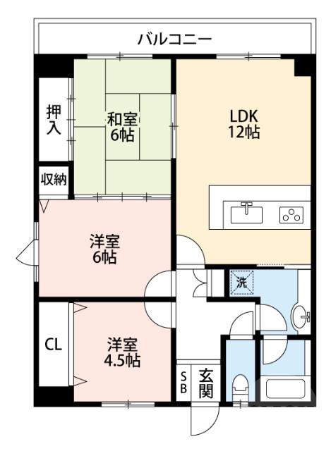 リバーサイド千里丘(3LDK/6階)の間取り写真