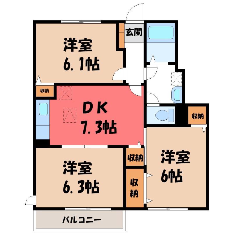 ルーラルカーサY(3DK/1階)の間取り写真