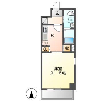 グレーシアコート金山(1K/7階)の間取り写真