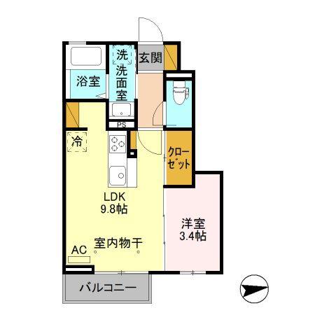 オーキッドゆいの杜(1LDK/1階)の間取り写真